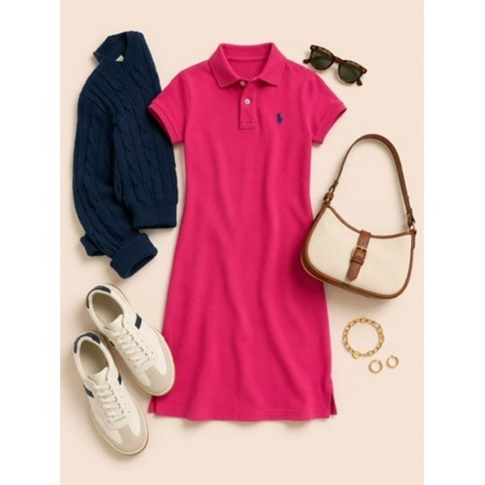 Polo Ralph Lauren Pink Cotton Mini Polo Short Sleeve Dress Women's Size Small